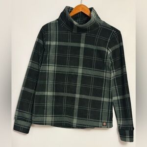 Plaid Turtleneck Pullover - Dark Green & Black
